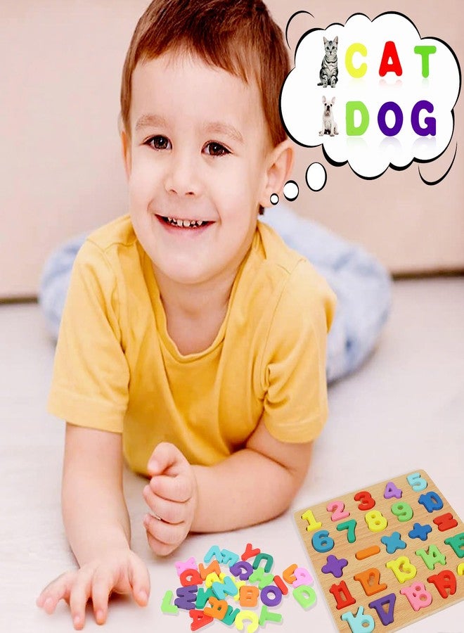 Rindion 2 Pack Wooden Puzzles, Toddlers Alphabet Number Puzzles, ABC Learning Toys for Kids Ages 3-5, Preschool Learning Activities Gift Set for Boys & Girls - Image 5